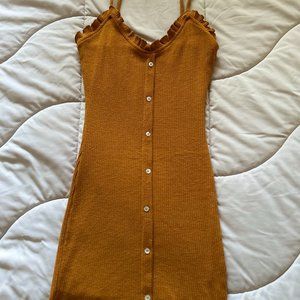 Mind Code, S, Body Con Mustard Dress